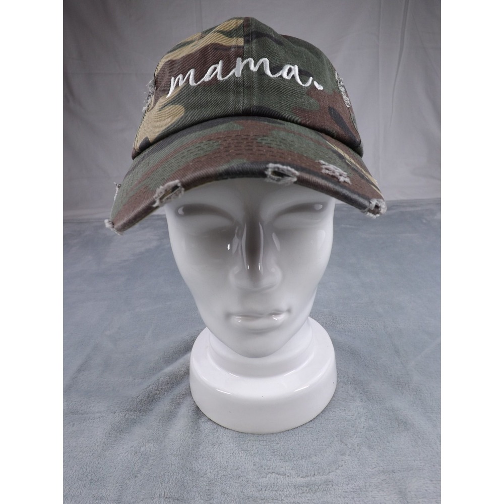 District Cap/Hat Women's Camo Distressed Embroidered Strapback One Size "Mama"
